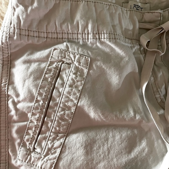 Tan Khaki Cargo Hi-Rise Optional Ankle/ Capris Drawstring Jeans - Picture 3 of 6